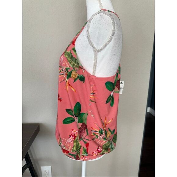 NWT Express Coral Floral Tropical Halter Top Medium - Picture 6 of 7